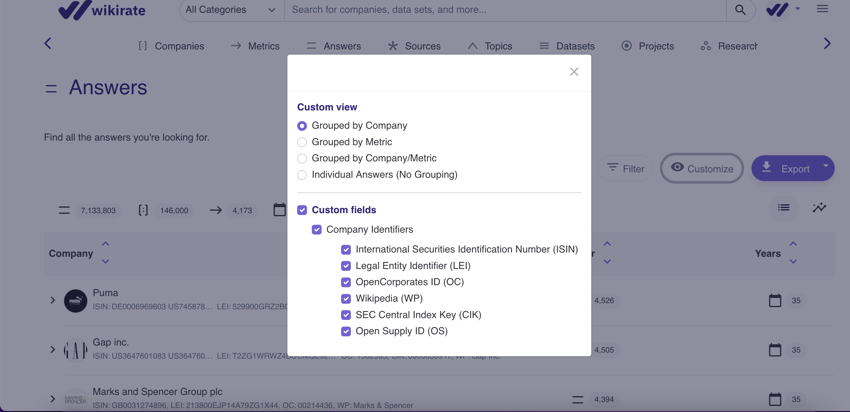 Custom view and fields